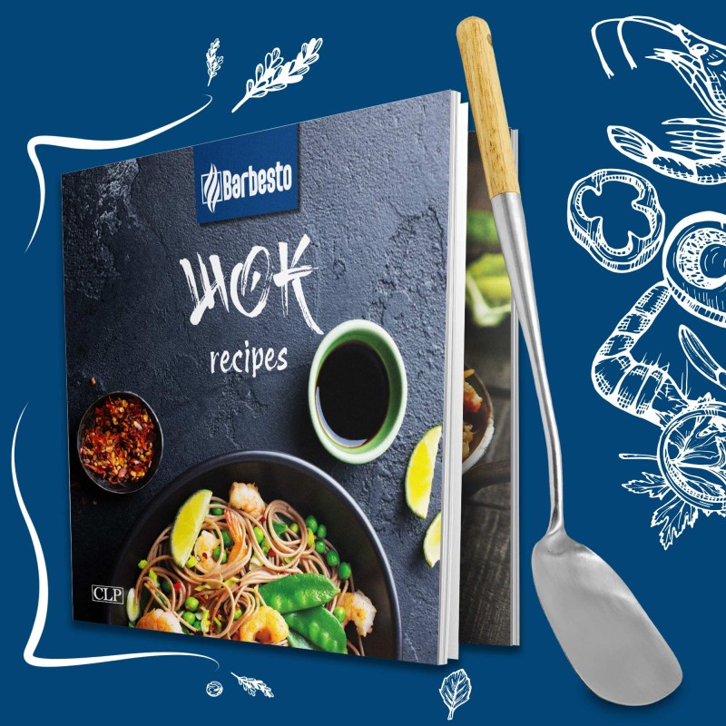 Monipuolinen hiiliteräs wok-setti kahdella pannulla ja lisävarusteilla