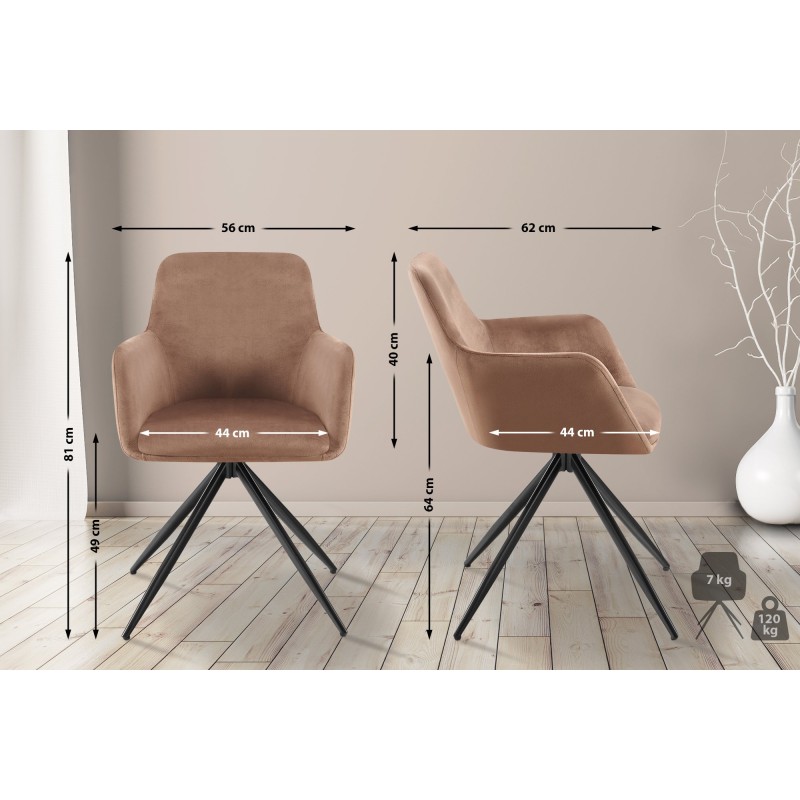 Olema samettinen ruokapöydän tuoli kääntyvällä istuimella