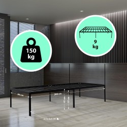 Tyylikäs Hamlin-metallisänky kestävällä teräsrungolla ja säilytystilalla Tyylikäs Hamlin-metallisänky kestävällä teräsrungolla ja säilytystilalla