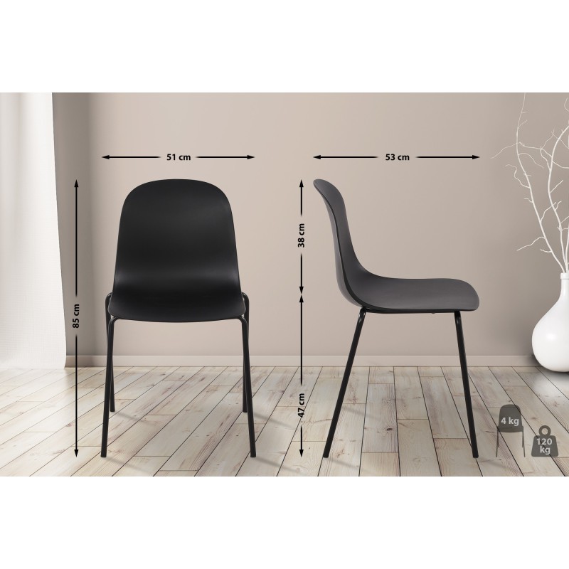 Monikäyttöinen pinottava tuoli sisä- ja ulkokäyttöön teräsrungolla