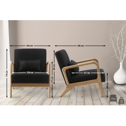 Tyylikäs Hibbing-nojatuoli kangasverhoilulla ja puujaloilla