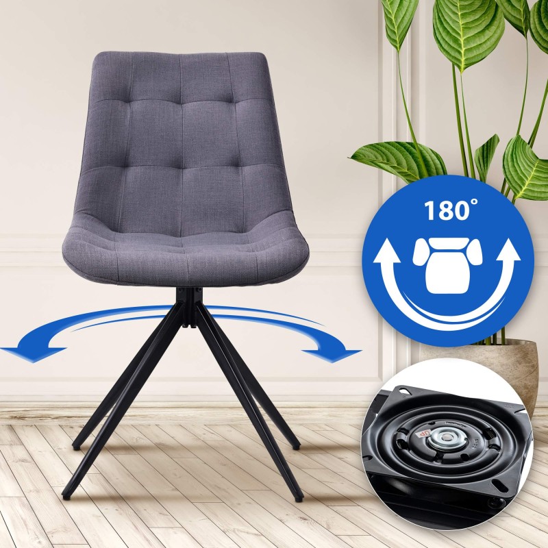 Tyylikäs kääntyvä ruokapöydän tuoli pehmustetulla istuimella ja selkänojalla