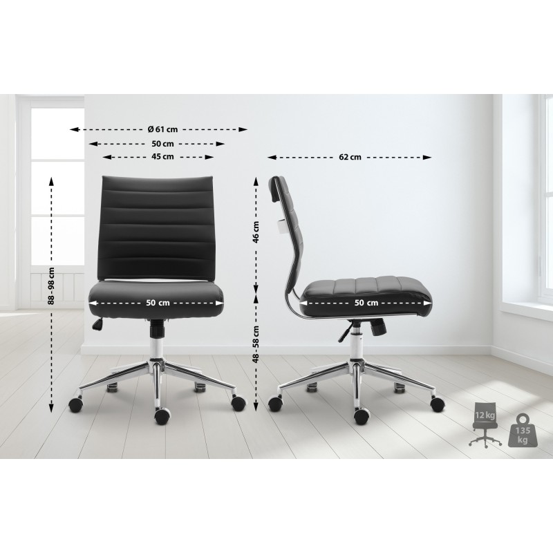 Ergonominen keinonahkainen työtuoli säädettävällä korkeudella ja pyörillä