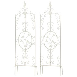 Antiikkipatinoidut rautaiset köynnösritilät puutarhaan 2 kpl