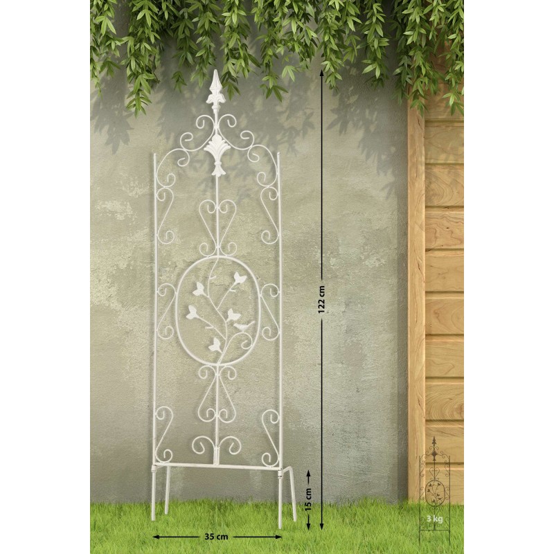 Antiikkipatinoidut rautaiset köynnösritilät puutarhaan, 2 kpl