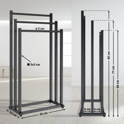 Anoka musta pyyheteline kolmella tangolla kylpyhuoneeseen