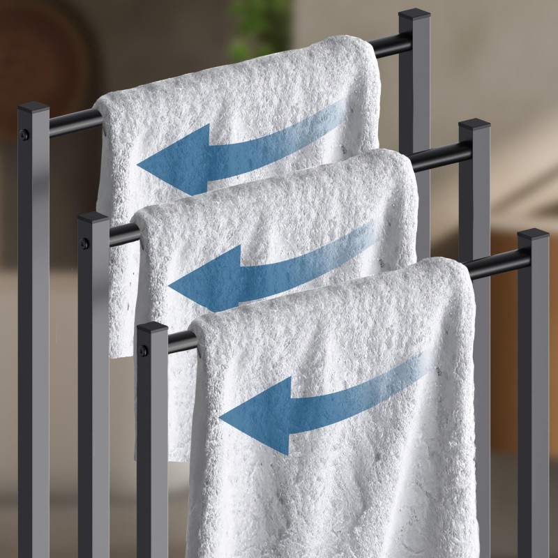 Anoka musta pyyheteline kolmella tangolla kylpyhuoneeseen