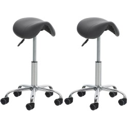 Kaksi säädettävää satulatuolia ammattikäyttöön lääkäreille ja hoitoloihin