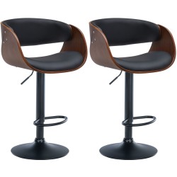 Tyylikäs säädettävä baarituolipari puuistuimella ja jalkatuella