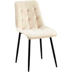 Tyylikäs samettinen ruokapöydän tuoli modernilla metallirungolla