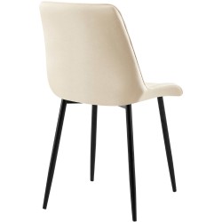 Tyylikäs samettinen ruokapöydän tuoli modernilla metallirungolla