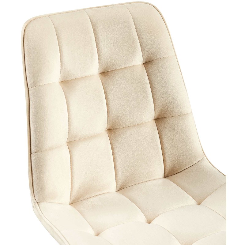 Tyylikäs samettinen ruokapöydän tuoli modernilla metallirungolla