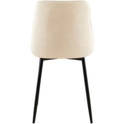 Tyylikäs samettinen ruokapöydän tuoli modernilla metallirungolla