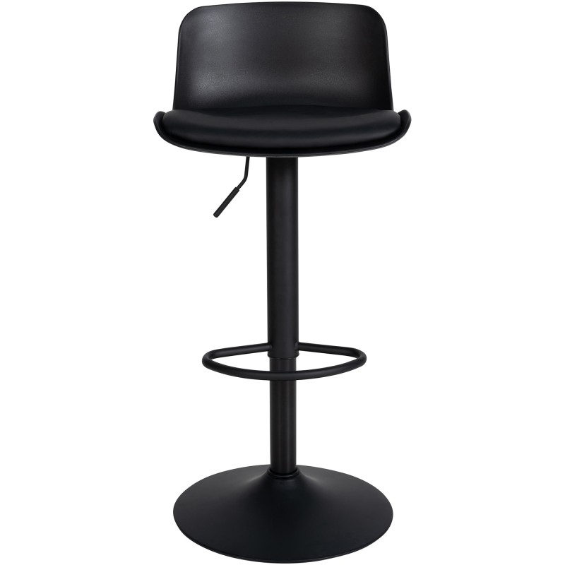 Säädettävä baarijakkara-pari keinonahkaistuimella ja jalkatuella