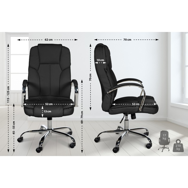 Ergonominen toimistotuoli keinonahkaverhoilulla ja säädettävällä korkeudella 210 kg