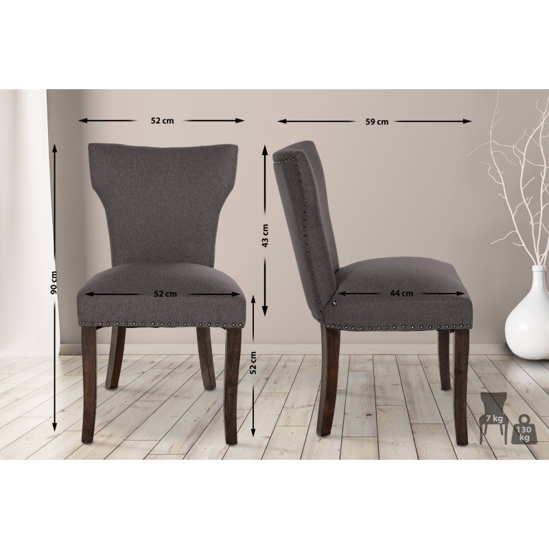 Tyylikäs Zadar-kangastuoli ruokailuun, 2 kpl, pehmustettu