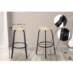 Tyylikäs pyöreä baarijakkara pehmustetulla istuimella ja metallijalustalla