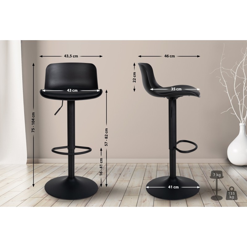 Säädettävät baarijakkarat keinonahalla ja selkänojalla, 4 kpl