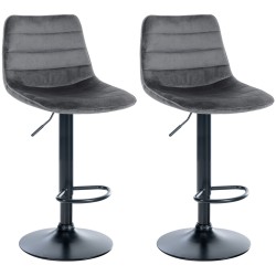 Tyylikäs samettinen baarijakkara Lex säädettävä korkeus 2 kpl