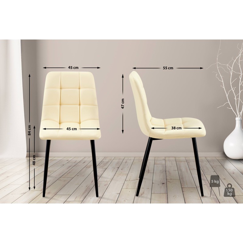 Tyylikäs neljän ruokapöydän tuolin setti keinonahalla ja metallijalalla