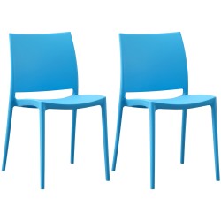 Kaksi pinottavaa Meton-tuolia ulko- ja sisäkäyttöön, säänkestävä muovi