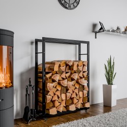 Tyylikäs pyörällinen polttopuuteline sisäkäyttöön - kestävä ja käytännöllinen