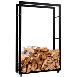 Tyylikäs pyörällinen polttopuuteline sisäkäyttöön - kestävä ja käytännöllinen