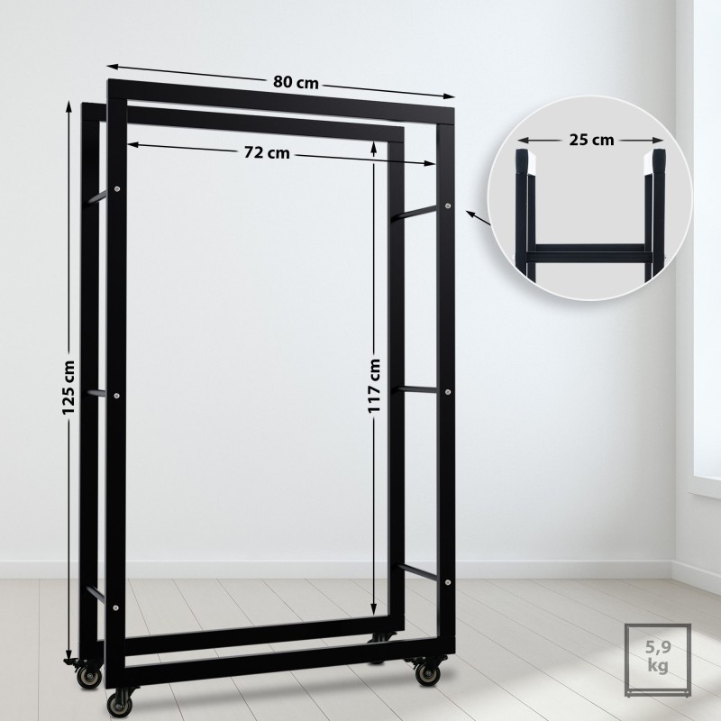 Tyylikäs pyörällinen polttopuuteline sisäkäyttöön - kestävä ja käytännöllinen