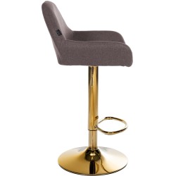 Moderni säädettävä baarijakkara kultaisella rungolla ja pehmustetulla istuimella