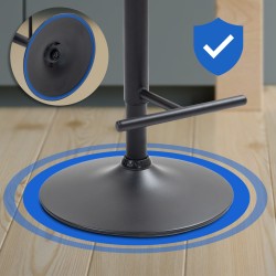 Tyylikäs korkeussäädettävä baarijakkara pehmustetulla istuimella ja selkänojalla