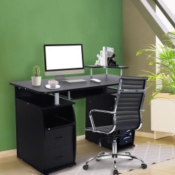 Ammattimainen tietokonepöytä liukuvalla näppäimistötasolla ja laatikoilla