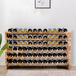 Pinottava puinen viiniteline 72 pullolle luonnollinen väri