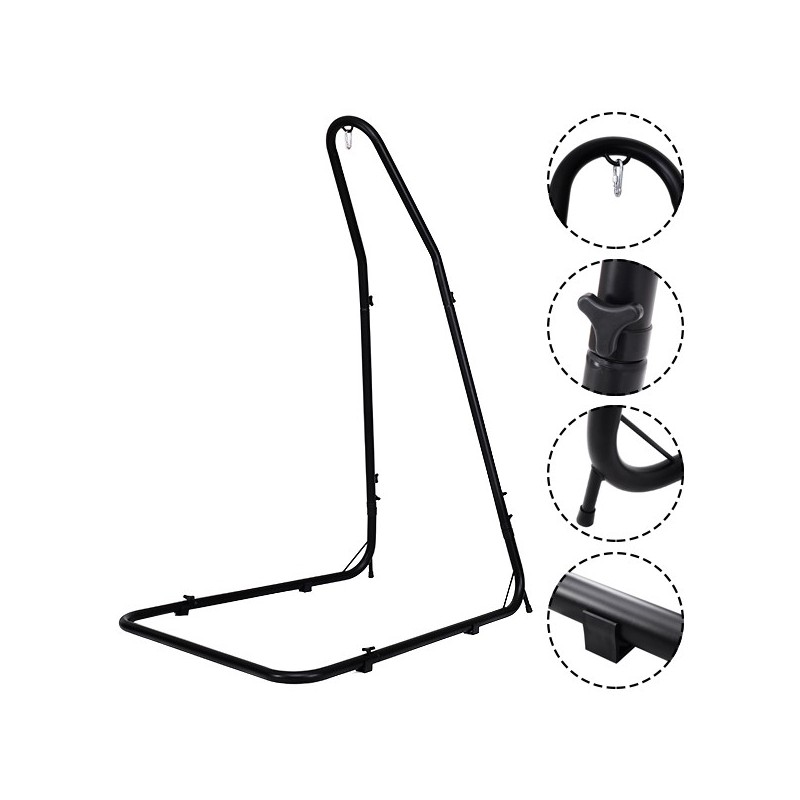 Metallinen säädettävä riippukeinun runko musta ulko- ja sisäkäyttöön