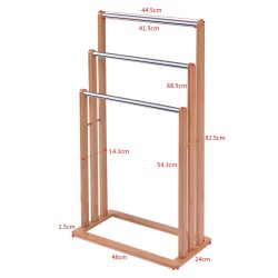 Bambusta valmistettu vapaasti seisova pyyheteline kolmella tangolla