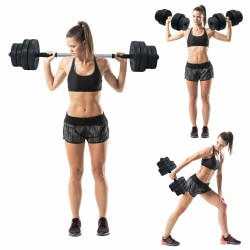 Säädettävä 2 in 1 käsipaino/tanko-setti 30KG musta Säädettävä 2 in 1 käsipaino/tanko-setti 30KG musta