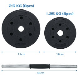 Säädettävä 2 in 1 käsipaino/tanko-setti 30KG musta Säädettävä 2 in 1 käsipaino/tanko-setti 30KG musta