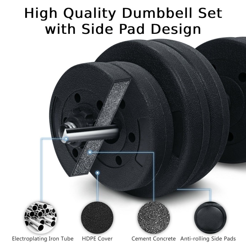 Säädettävä 2 in 1 käsipaino/tanko-setti 30KG musta Säädettävä 2 in 1 käsipaino/tanko-setti 30KG musta