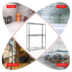 Tukeva säädettävä musta metallinen rengashylly autotalliin