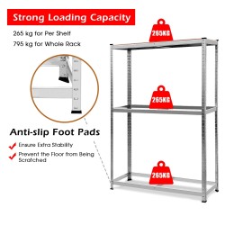 Tukeva säädettävä musta metallinen rengashylly autotalliin