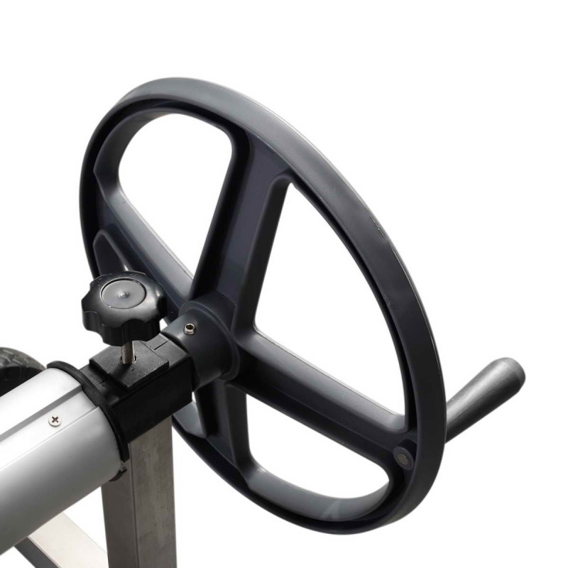 Liikuteltava allaspeitteen rullalaite teleskooppiputkella valkoinen