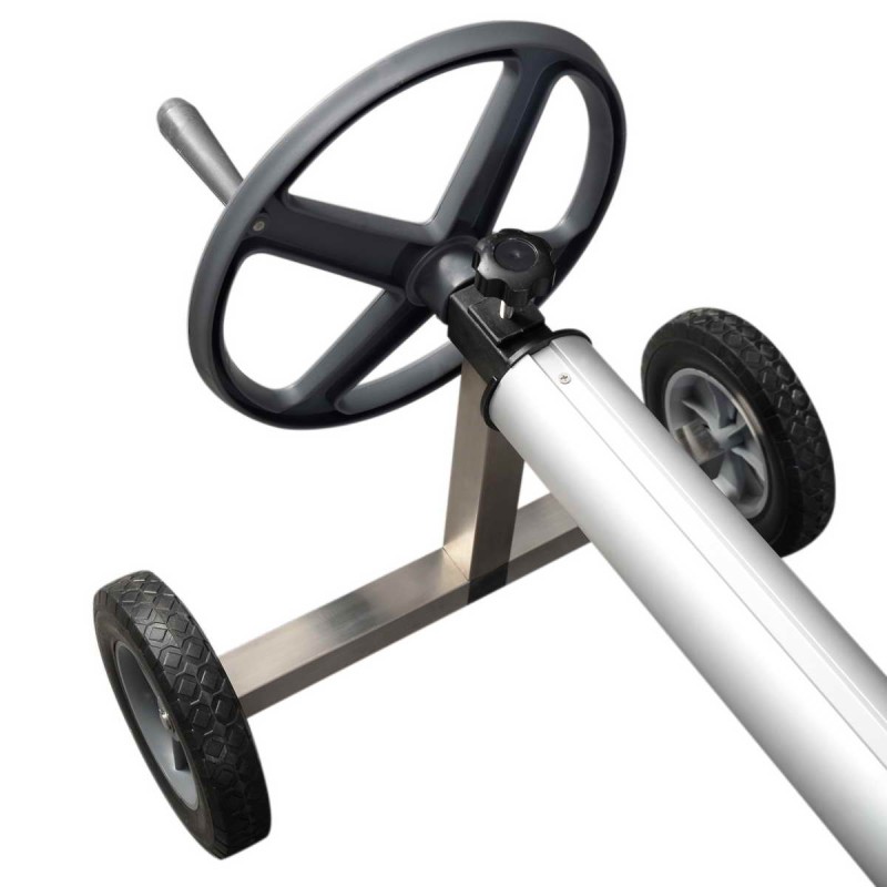 Liikuteltava allaspeitteen rullalaite teleskooppiputkella valkoinen