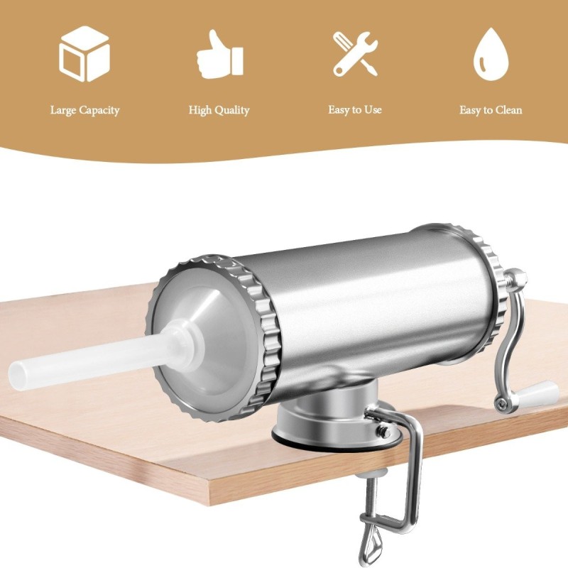 Ruostumaton teräksinen makkarakone 3L hopea täyttöputkilla