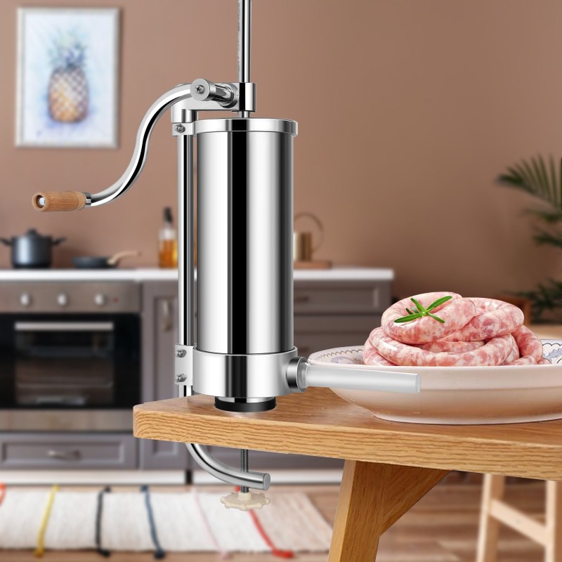 Ruostumaton teräs makkaratäyttökone 3,5L hopea 4 putkea