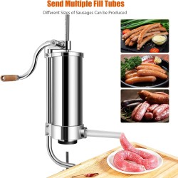 Ruostumaton teräs makkaratäyttökone 3,5L hopea 4 putkea