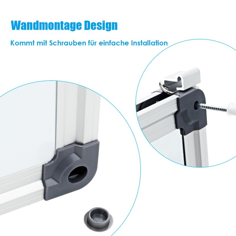 Valkoinen magneettinen valkotaulu alumiinikehyksellä 90 x 60 cm