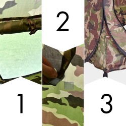 Monikäyttöinen maastokuvioitu pop-up vaihtoteltta retkeilyyn