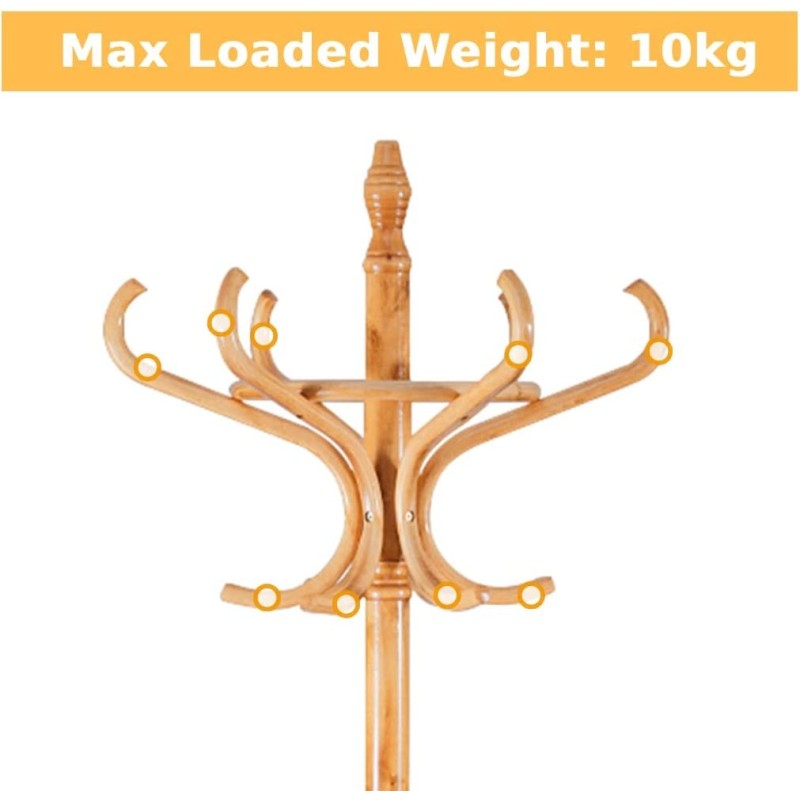 Lattialla seisova naulakko sateenvarjotelineellä, luonnonväri