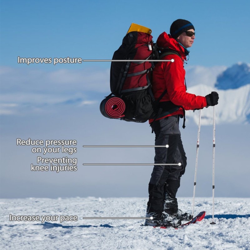 Säädettävät vaellussauvat 65-135 cm, kevyt alumiini, hopea