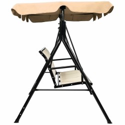 Kolmen istuttava puutarhakeinu aurinkokatolla, ruskea Kolmen istuttava puutarhakeinu aurinkokatolla, ruskea