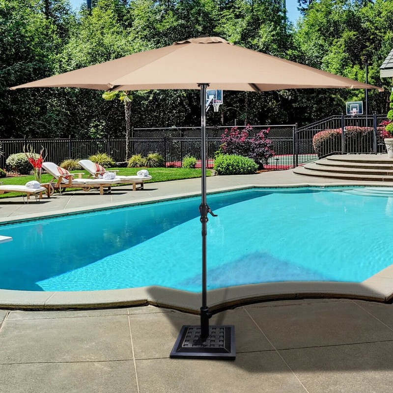 Pronssinen neliö aurinkovarjon jalusta terassille ja parvekkeelle